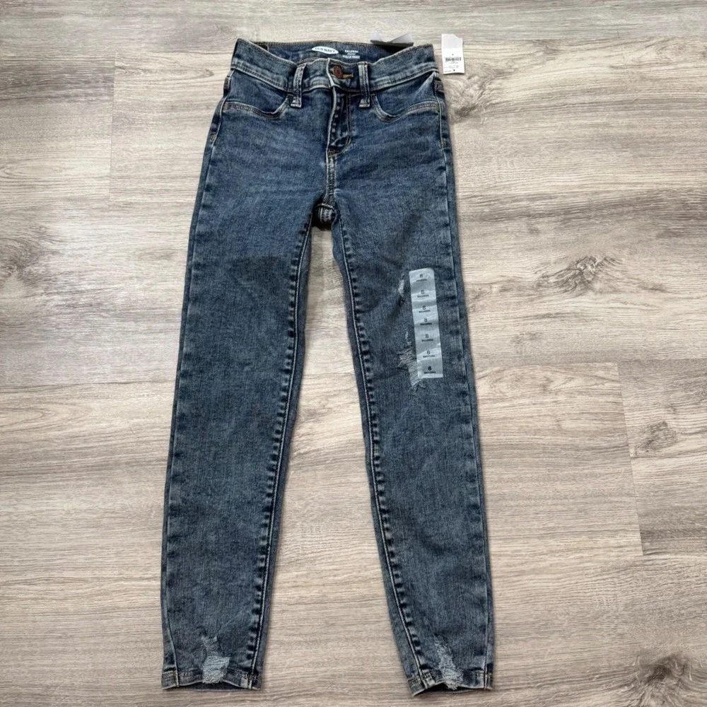 Old Navy Girls Ballerina Jeggings Blue‎ Denim Jeans Built-In Tough Size 6